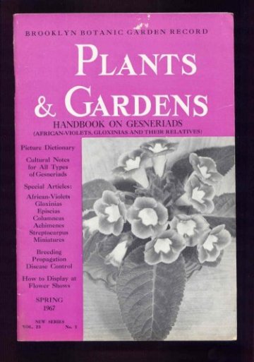 Image for Handbook on Gesneriads (African-Violets, Gloxinias and Their Relatives) Plants & Gardens Vol. 23 Spring (May) 1967.